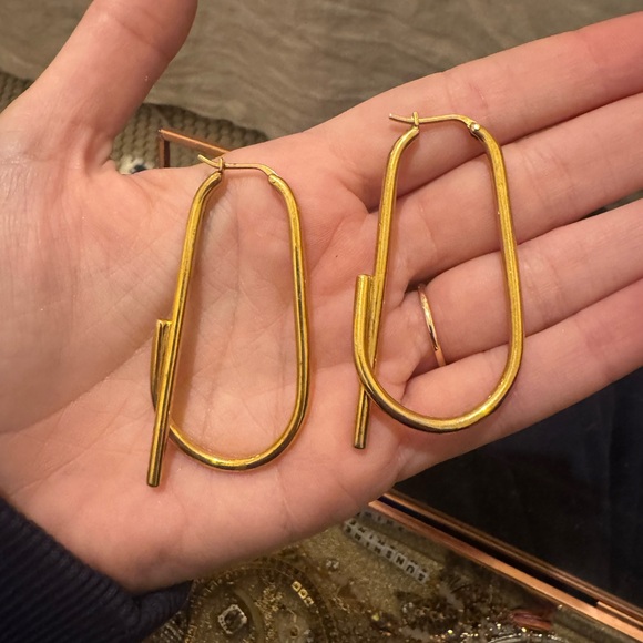 Celine Gold Oval Hoop Earrings - Picture 3 of 3